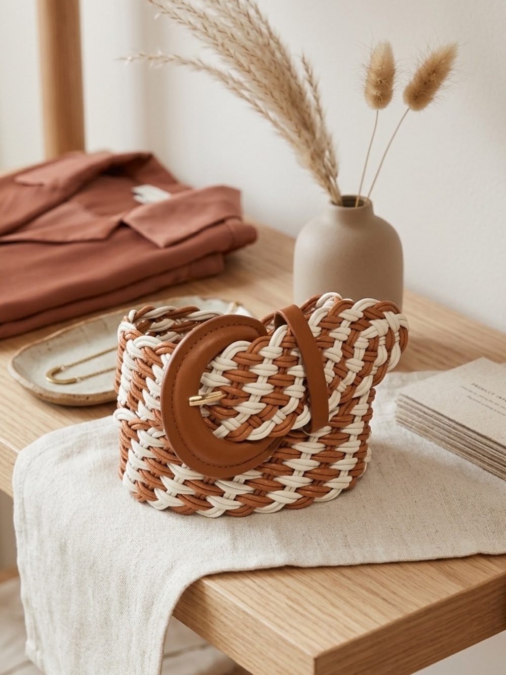 BRAIDED THEORY TWO TONE BELT SAHARA WEAVE 
( Brown )